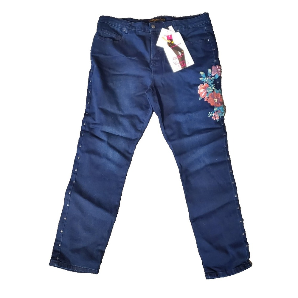 Women With Control My Wonder Denim Jeans Womens Size 16 Blue Stretch Fabric (J2)